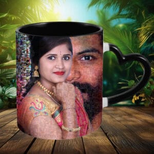 Heart Handle Black Colour Mug