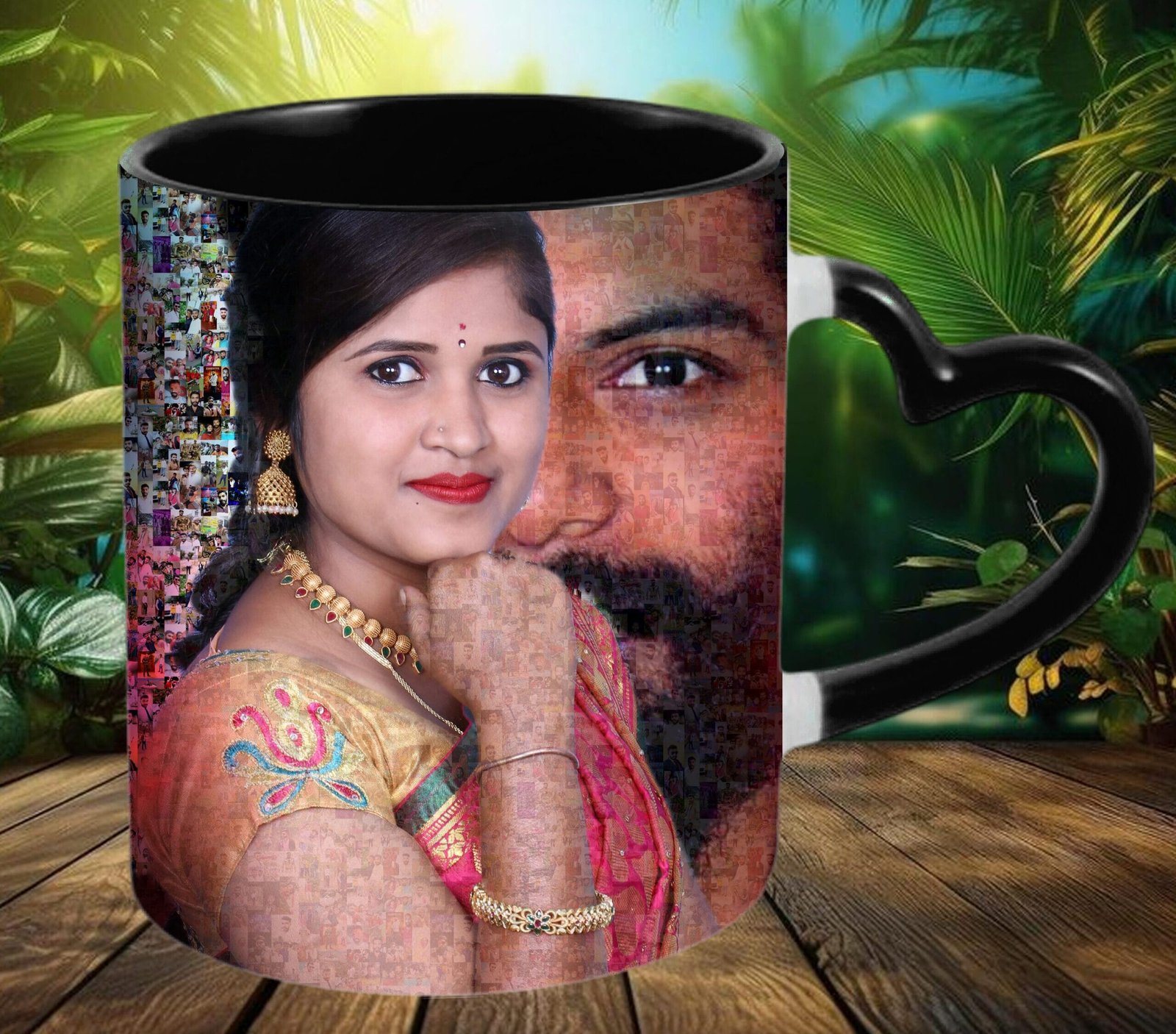Heart Handle Black Colour Mug