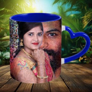 Heart Handle Blue Colour Mug