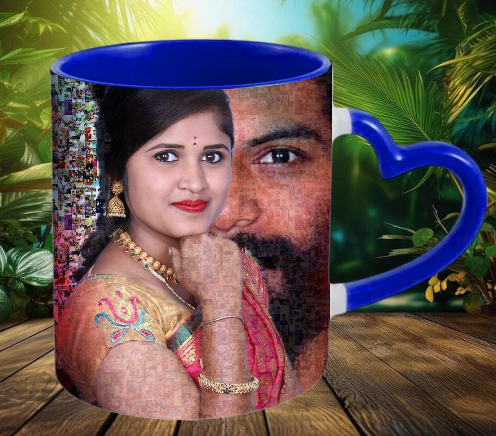 Heart Handle Blue Colour Mug
