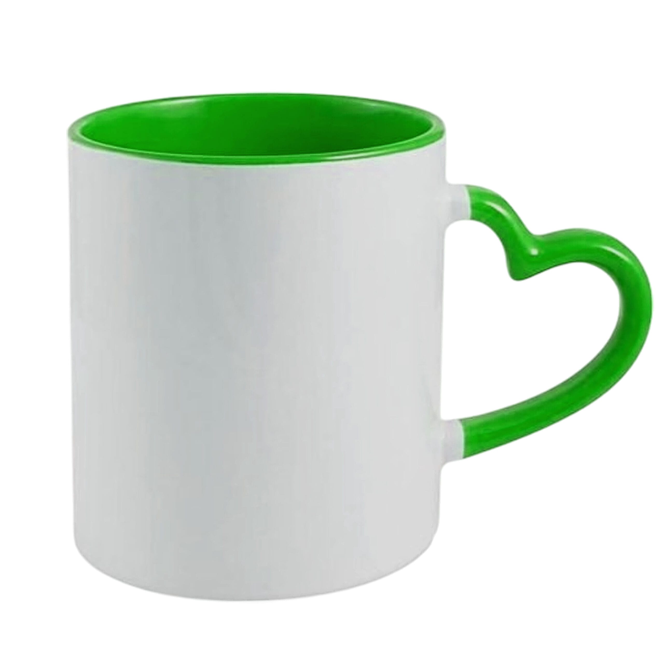 Heart Handle Green Colour Mug - Image 3