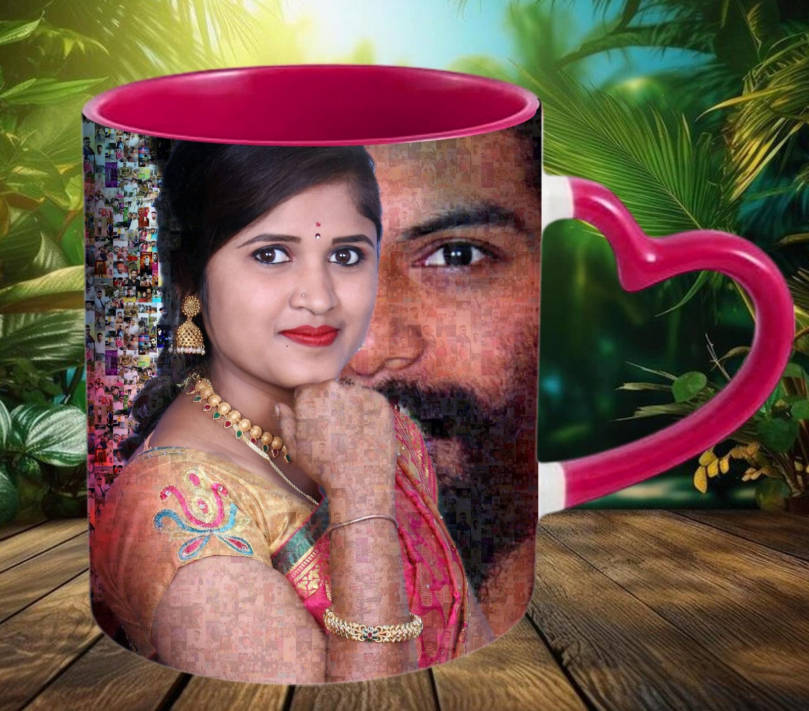 Heart Handle Pink Colour Mug