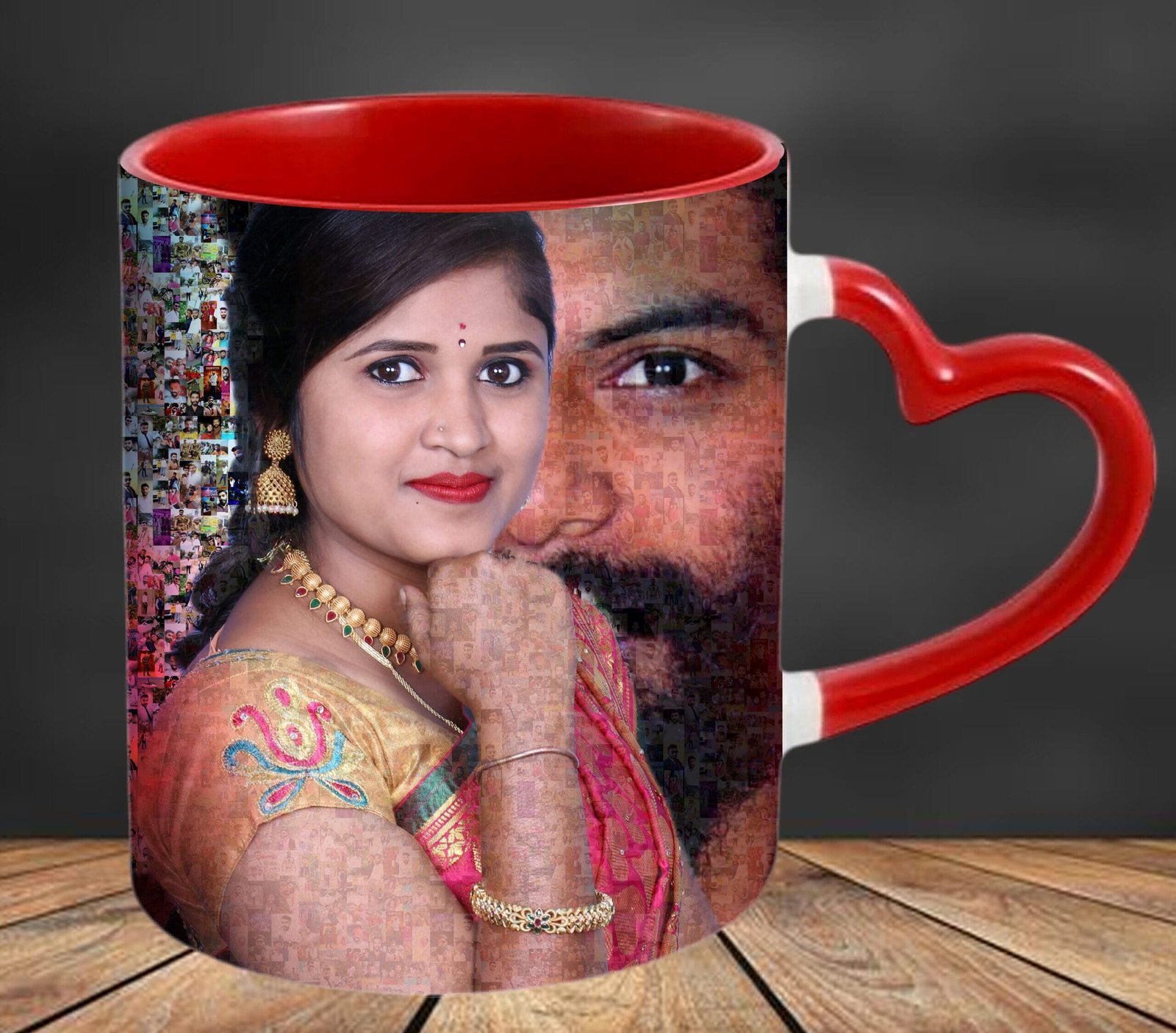 Heart Handle Red Colour Mug