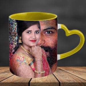 Heart Handle Yellow Colour Mug