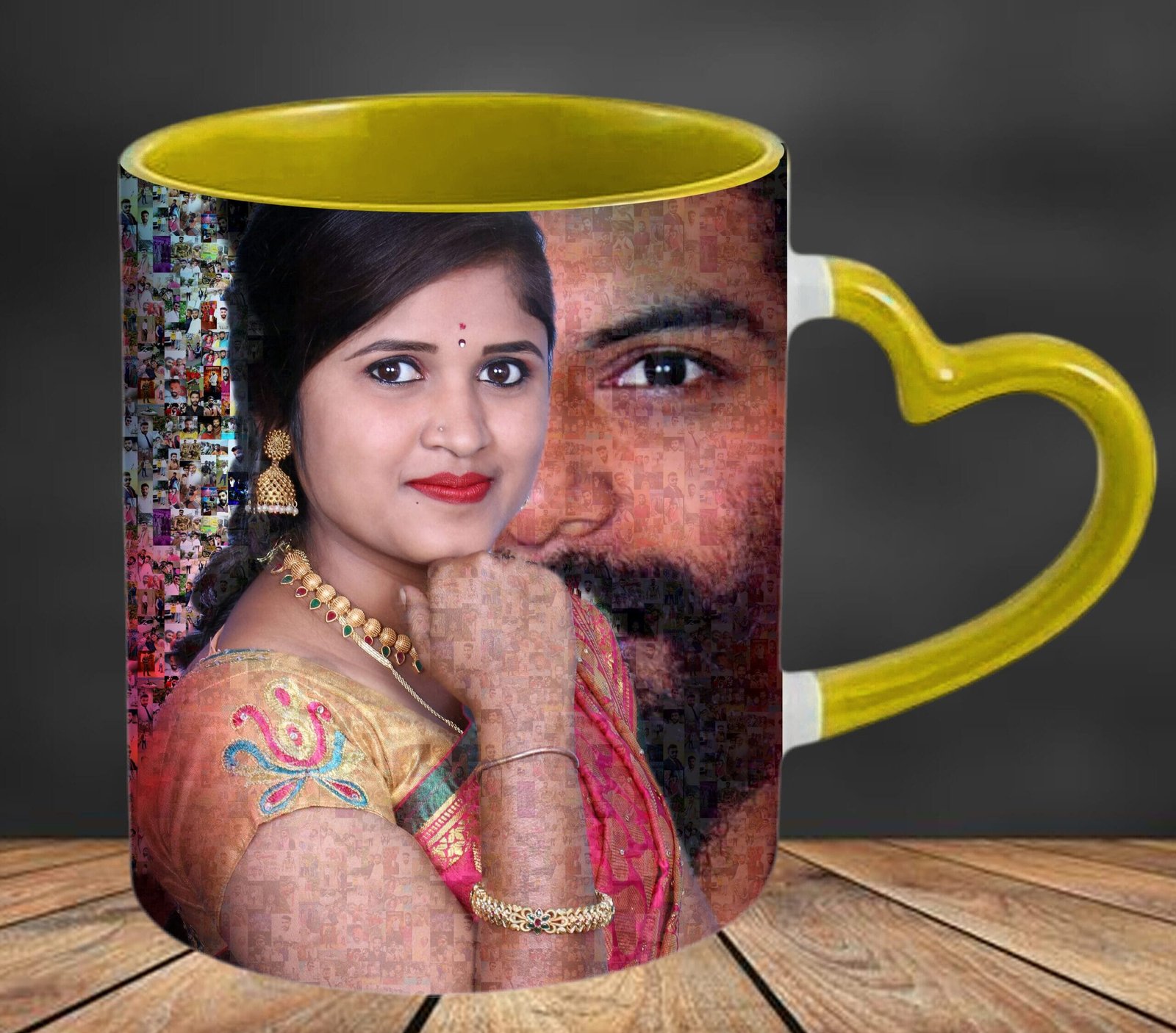 Heart Handle Yellow Colour Mug