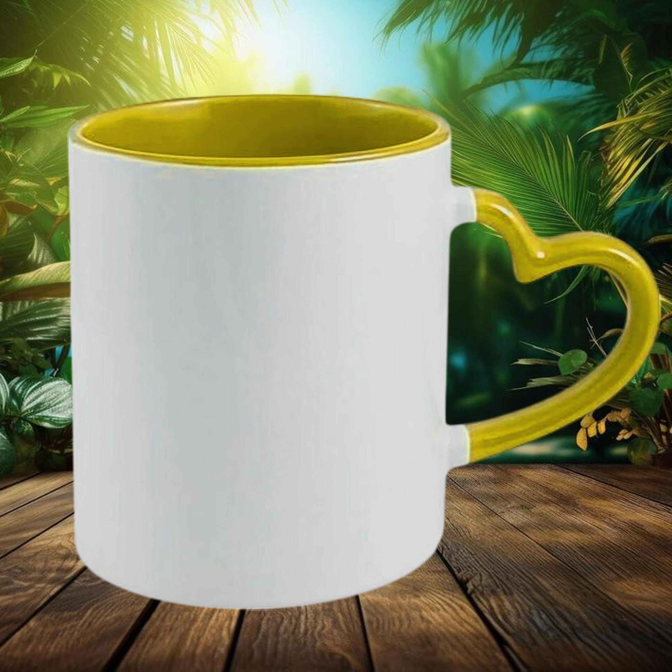 Heart Handle Yellow Colour Mug - Image 3