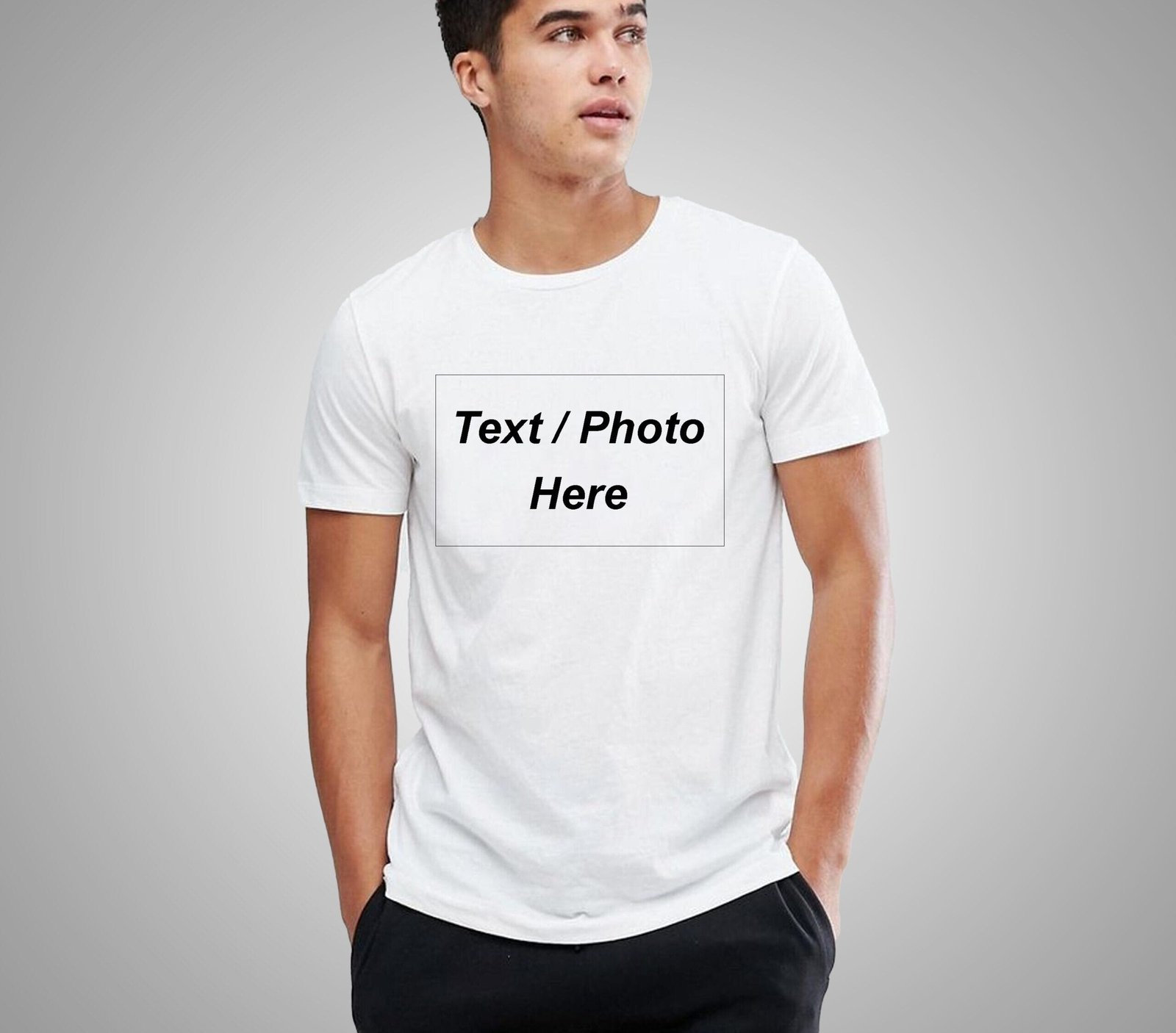 White Colour Round Neck T-Shirt For Men