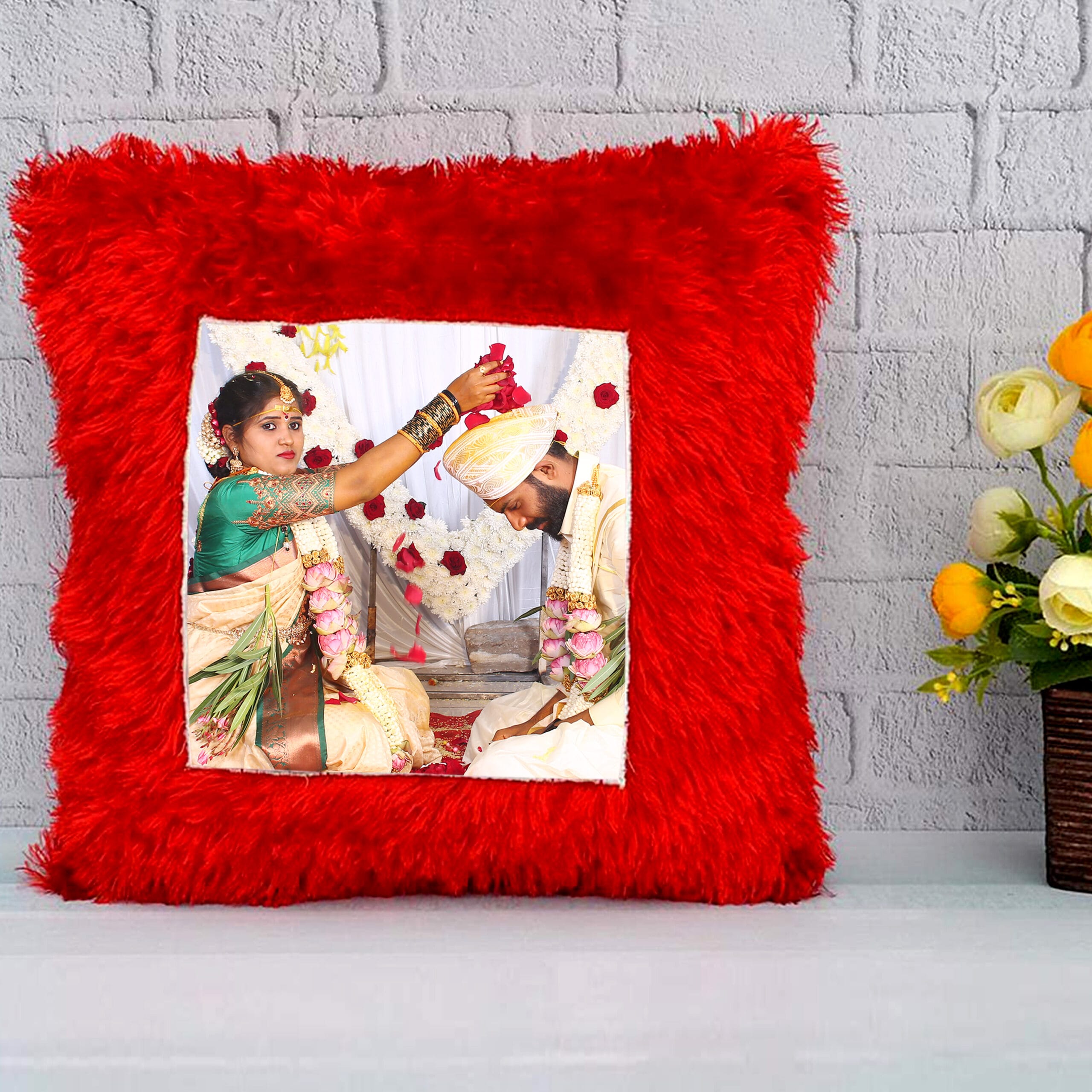 Personalized Photo Square Fur Pillow