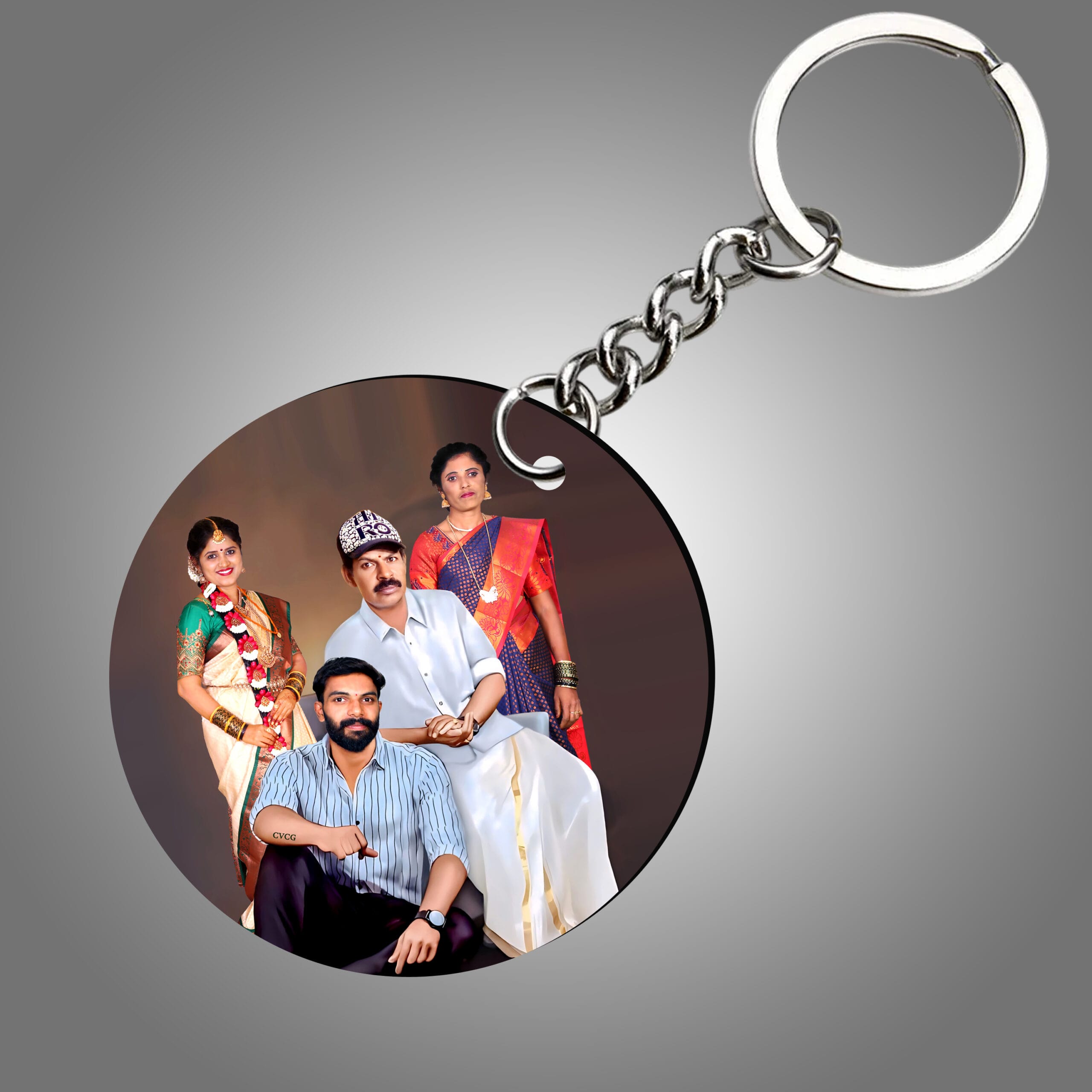 Circle Personalized Photo Keychain