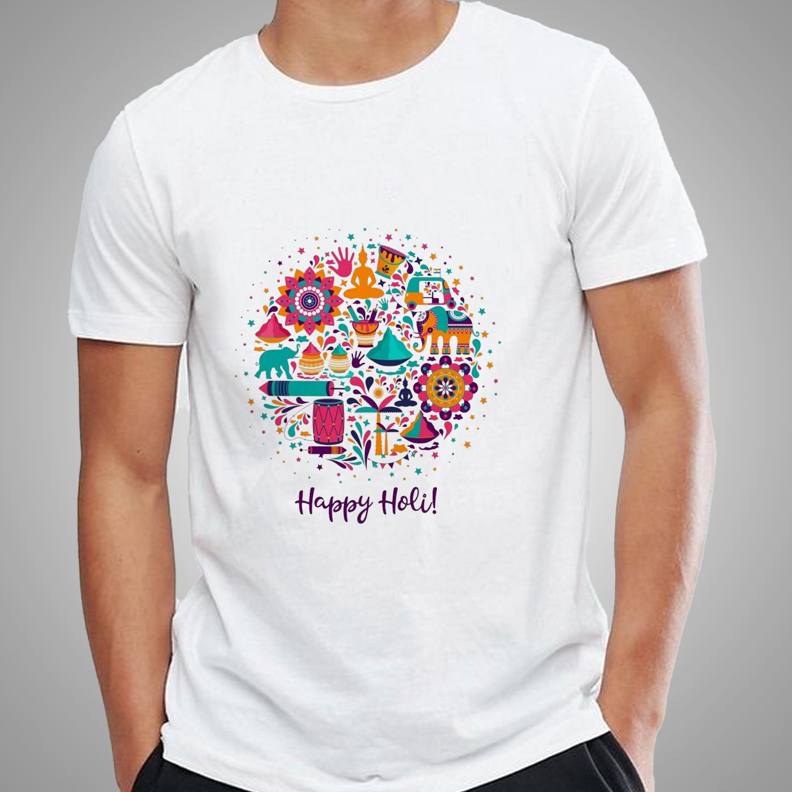 Happy Holi T-Shirt For Men and Women - Image 3