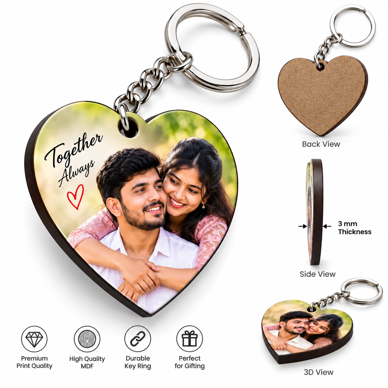 Heart Personalized Photo Keychain